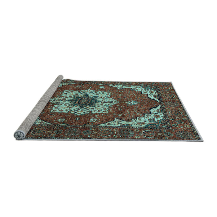 Sideview of Machine Washable Persian Light Blue Traditional Rug, wshabs4159lblu