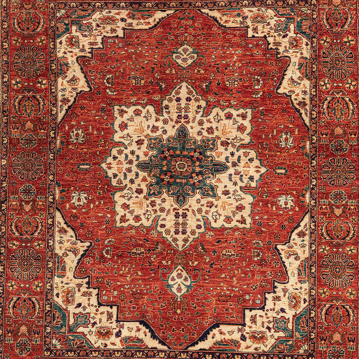 Machine Washable Abstract Tomato Red Rug, wshabs4159