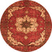 Round Machine Washable Persian Orange Traditional Area Rugs, wshabs4159org