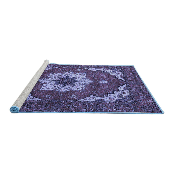 Sideview of Machine Washable Persian Blue Traditional Rug, wshabs4159blu