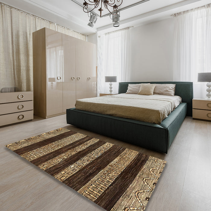 Abstract Red Modern Rug in a Bedroom, abs415