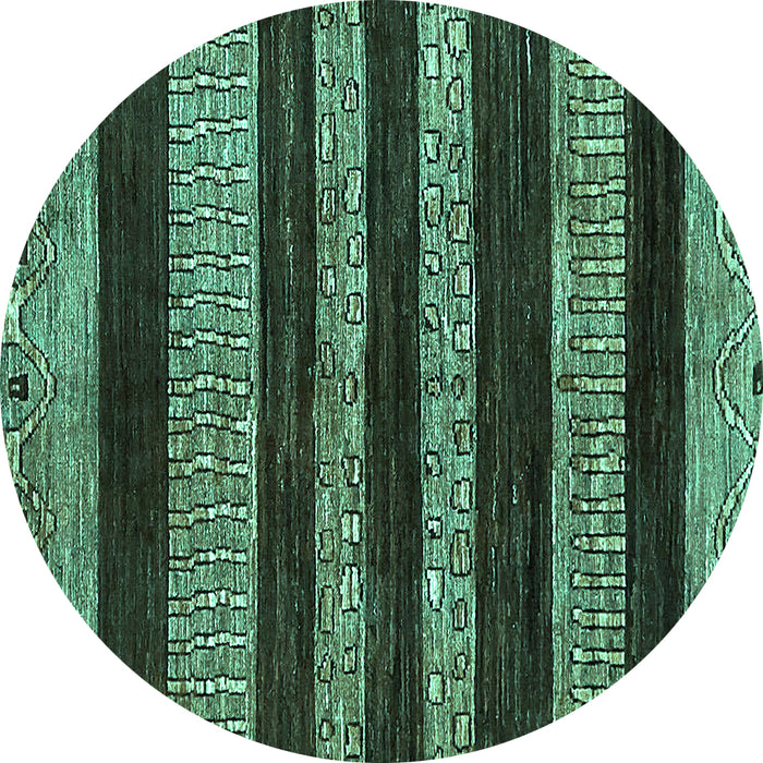 Round Abstract Turquoise Modern Rug, abs415turq