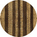 Round Abstract Brown Modern Rug, abs415brn