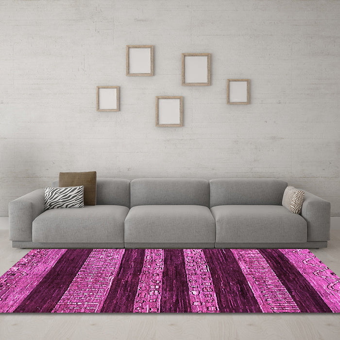 Machine Washable Abstract Pink Modern Rug in a Living Room, wshabs415pnk