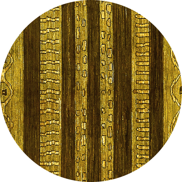 Round Abstract Yellow Modern Rug, abs415yw