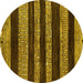 Round Abstract Yellow Modern Rug, abs415yw