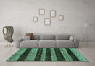 Machine Washable Abstract Turquoise Modern Area Rugs in a Living Room,, wshabs415turq