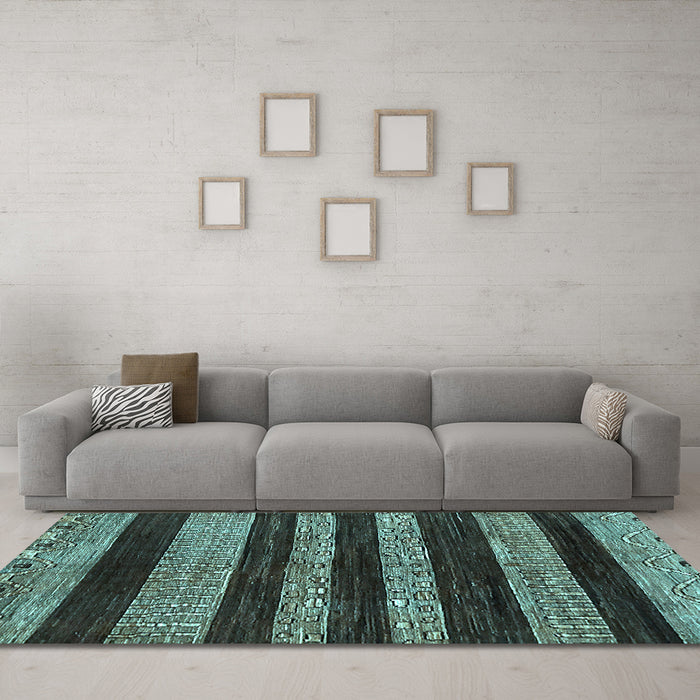 Machine Washable Abstract Light Blue Modern Rug in a Living Room, wshabs415lblu