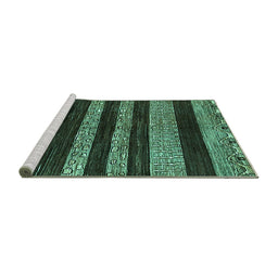 Sideview of Machine Washable Abstract Turquoise Modern Area Rugs, wshabs415turq