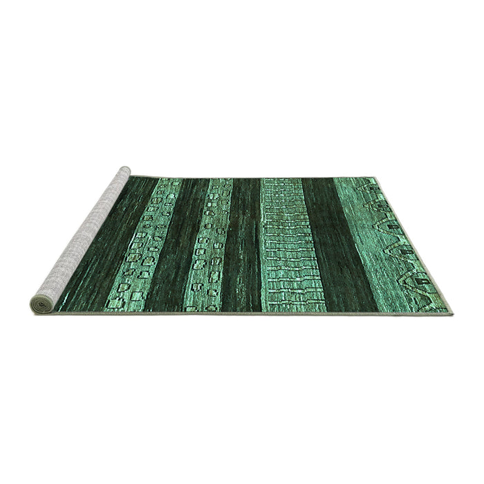 Sideview of Machine Washable Abstract Turquoise Modern Area Rugs, wshabs415turq