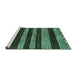 Sideview of Machine Washable Abstract Turquoise Modern Area Rugs, wshabs415turq