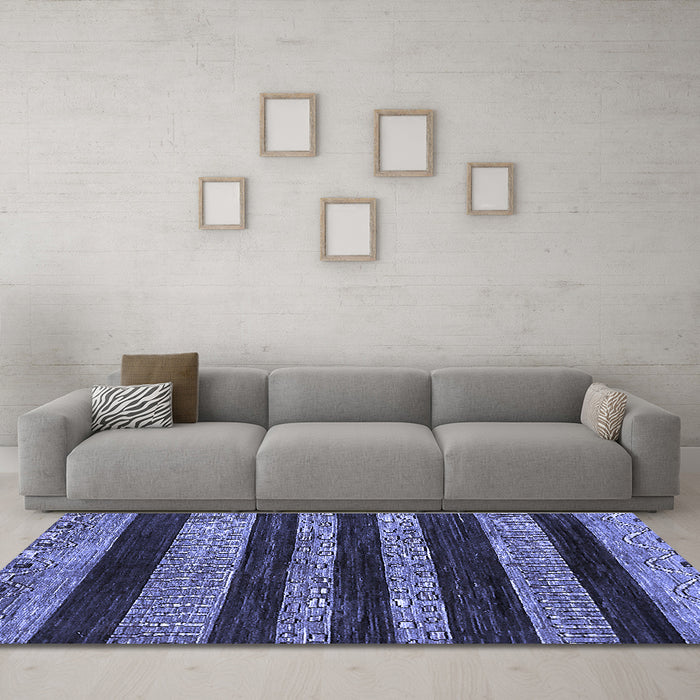Machine Washable Abstract Blue Modern Rug in a Living Room, wshabs415blu