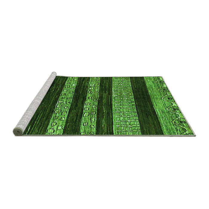 Sideview of Machine Washable Abstract Green Modern Area Rugs, wshabs415grn