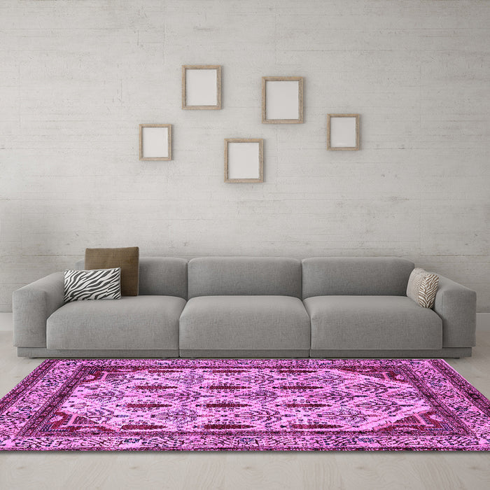 Machine Washable Abstract Purple Modern Area Rugs in a Living Room, wshabs4160pur