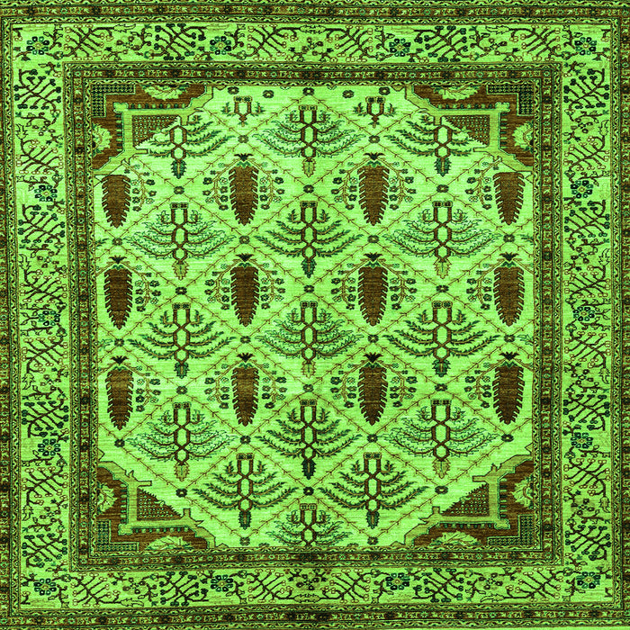 Square Machine Washable Abstract Green Modern Area Rugs, wshabs4160grn