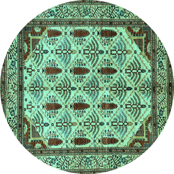 Round Abstract Turquoise Modern Rug, abs4160turq