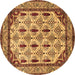 Round Machine Washable Abstract Brown Modern Rug, wshabs4160brn