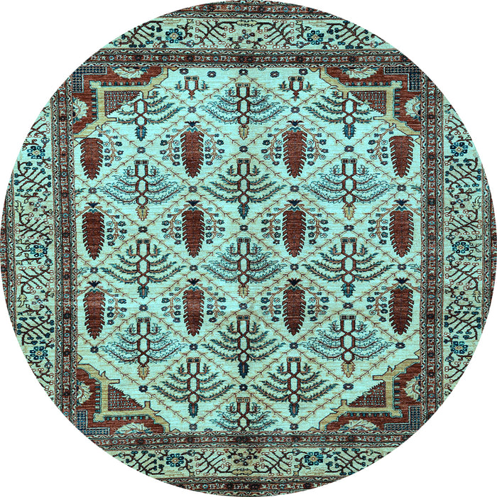 Round Machine Washable Abstract Light Blue Modern Rug, wshabs4160lblu