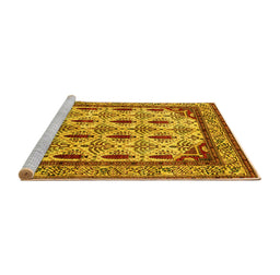 Sideview of Machine Washable Abstract Yellow Modern Rug, wshabs4160yw