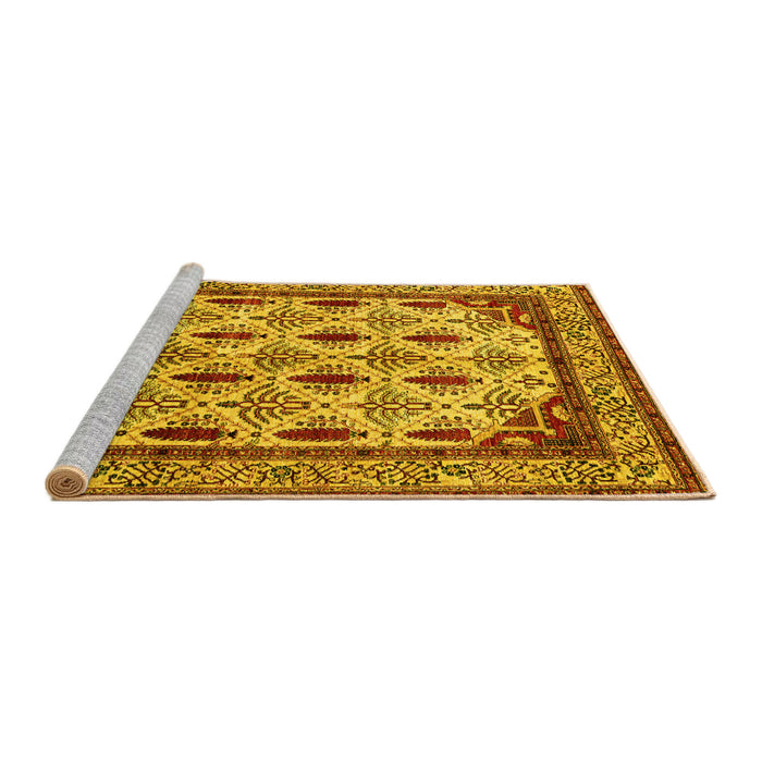 Sideview of Machine Washable Abstract Yellow Modern Rug, wshabs4160yw