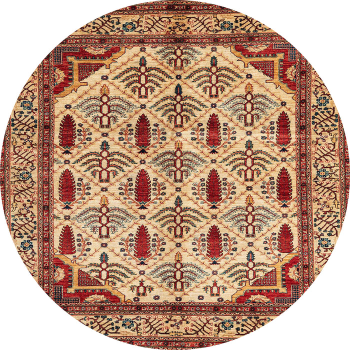 Round Machine Washable Abstract Tomato Red Rug, wshabs4160
