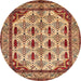 Round Machine Washable Abstract Tomato Red Rug, wshabs4160