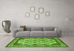 Machine Washable Abstract Green Modern Area Rugs in a Living Room,, wshabs4160grn