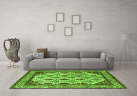 Machine Washable Abstract Green Modern Rug, wshabs4160grn