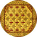 Round Abstract Yellow Modern Rug, abs4160yw