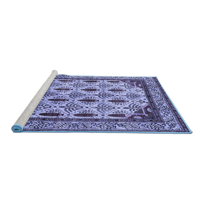 Sideview of Machine Washable Abstract Blue Modern Rug, wshabs4160blu