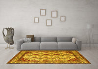 Machine Washable Abstract Yellow Modern Rug, wshabs4160yw