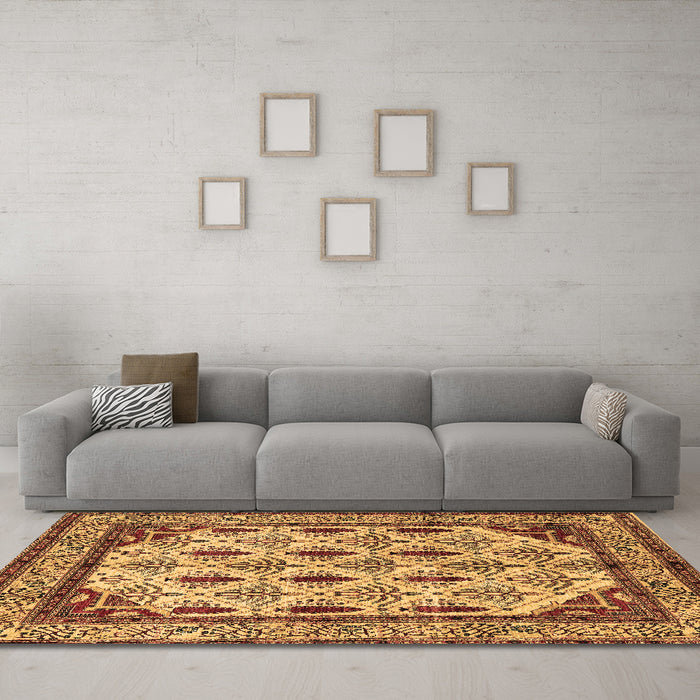 Machine Washable Abstract Brown Modern Rug in a Living Room,, wshabs4160brn