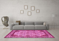 Machine Washable Abstract Pink Modern Rug, wshabs4160pnk