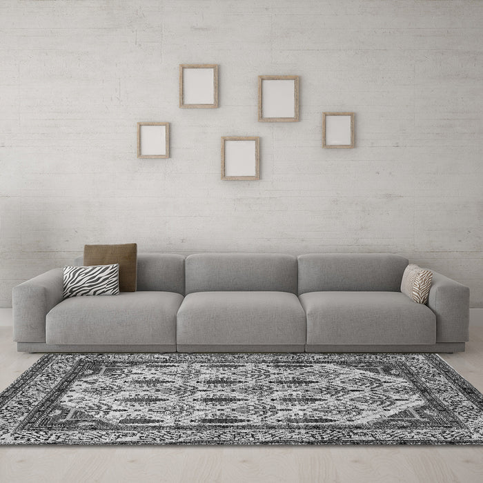Machine Washable Abstract Gray Modern Rug in a Living Room,, wshabs4160gry
