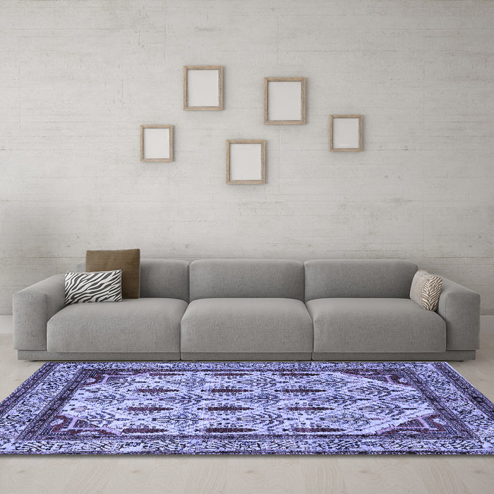 Machine Washable Abstract Blue Modern Rug in a Living Room, wshabs4160blu