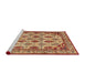 Sideview of Machine Washable Abstract Fire Brick Red Rug, wshabs4161