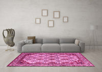 Machine Washable Abstract Pink Modern Rug, wshabs4161pnk