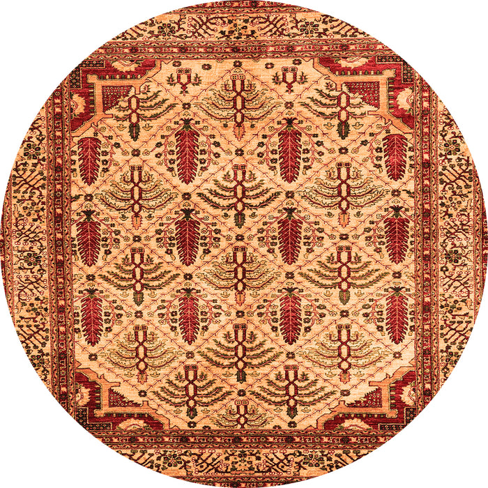 Round Abstract Orange Modern Rug, abs4161org