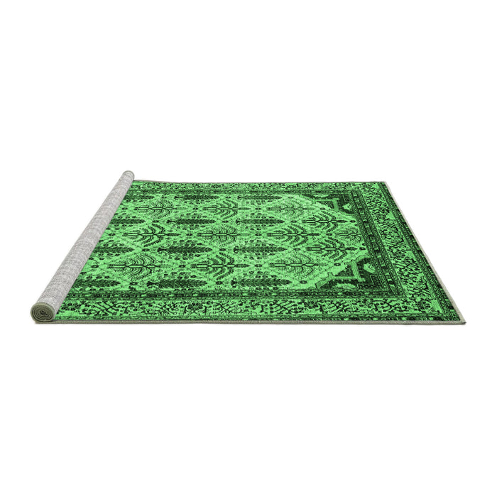 Sideview of Machine Washable Abstract Emerald Green Modern Area Rugs, wshabs4161emgrn