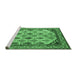 Sideview of Machine Washable Abstract Emerald Green Modern Area Rugs, wshabs4161emgrn