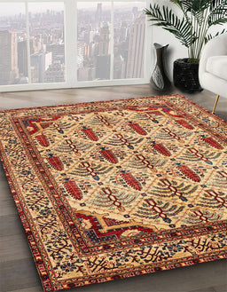 Abstract Fire Brick Red Modern Rug in Family Room, abs4161