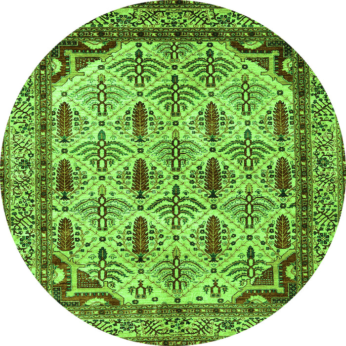 Round Abstract Green Modern Rug, abs4161grn