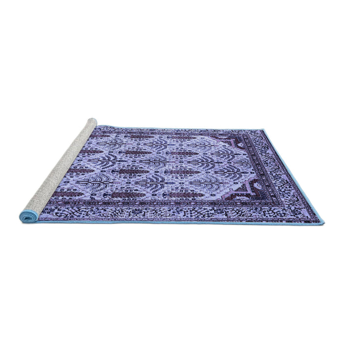 Sideview of Machine Washable Abstract Blue Modern Rug, wshabs4161blu