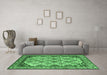 Machine Washable Abstract Emerald Green Modern Area Rugs in a Living Room,, wshabs4161emgrn