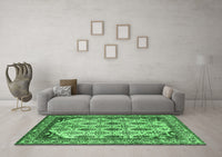 Machine Washable Abstract Emerald Green Modern Rug, wshabs4161emgrn