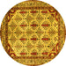 Round Abstract Yellow Modern Rug, abs4161yw