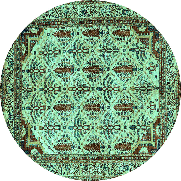 Round Abstract Turquoise Modern Rug, abs4161turq