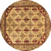 Round Machine Washable Abstract Brown Modern Rug, wshabs4161brn