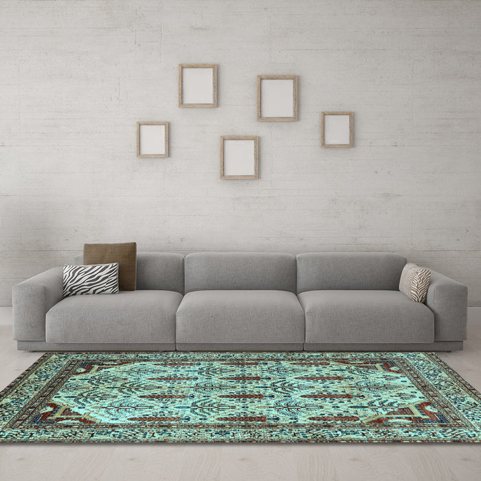 Machine Washable Abstract Light Blue Modern Rug in a Living Room, wshabs4161lblu
