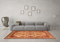 Machine Washable Abstract Orange Modern Rug, wshabs4161org